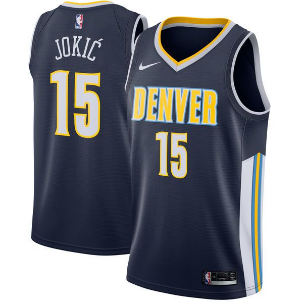 Men Denver Nuggets 15 Jokic Blue Game Nike NBA Jerseys